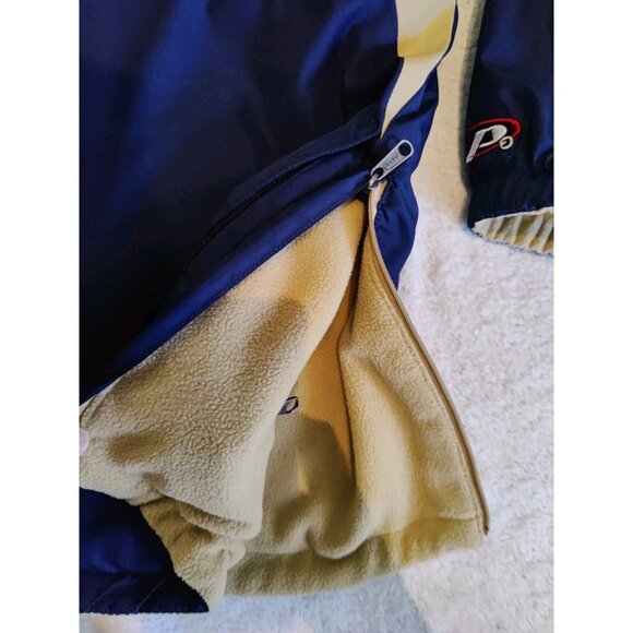 Notre Dame Vtg P2 Reversible Beige Fleece Navy Blue Nylon Pullover Jacket XL - Picture 12 of 12